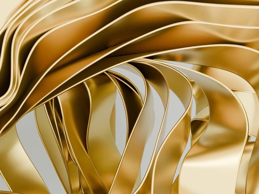 金色のリボンが美しく波打つ様子